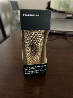 Gold Starbucks Cup Keychain