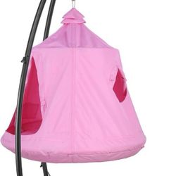 X-Shaped Hanging Tree Tent w/Swing Chair,Hammock Chair Stand Canopy w/Steel Frame,Indoor Outdoor Egg Basket Patio Seat w/Adjustable Solid Stand,Bedroo