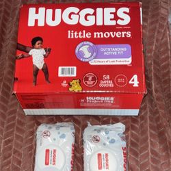 Huggies Size 4 With Wipes 