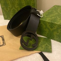 GUCCI BELT GG INTERLOCKING G BLACK BUCKLE 1.5 WIDTH .COLOR BLACK  Size 38
