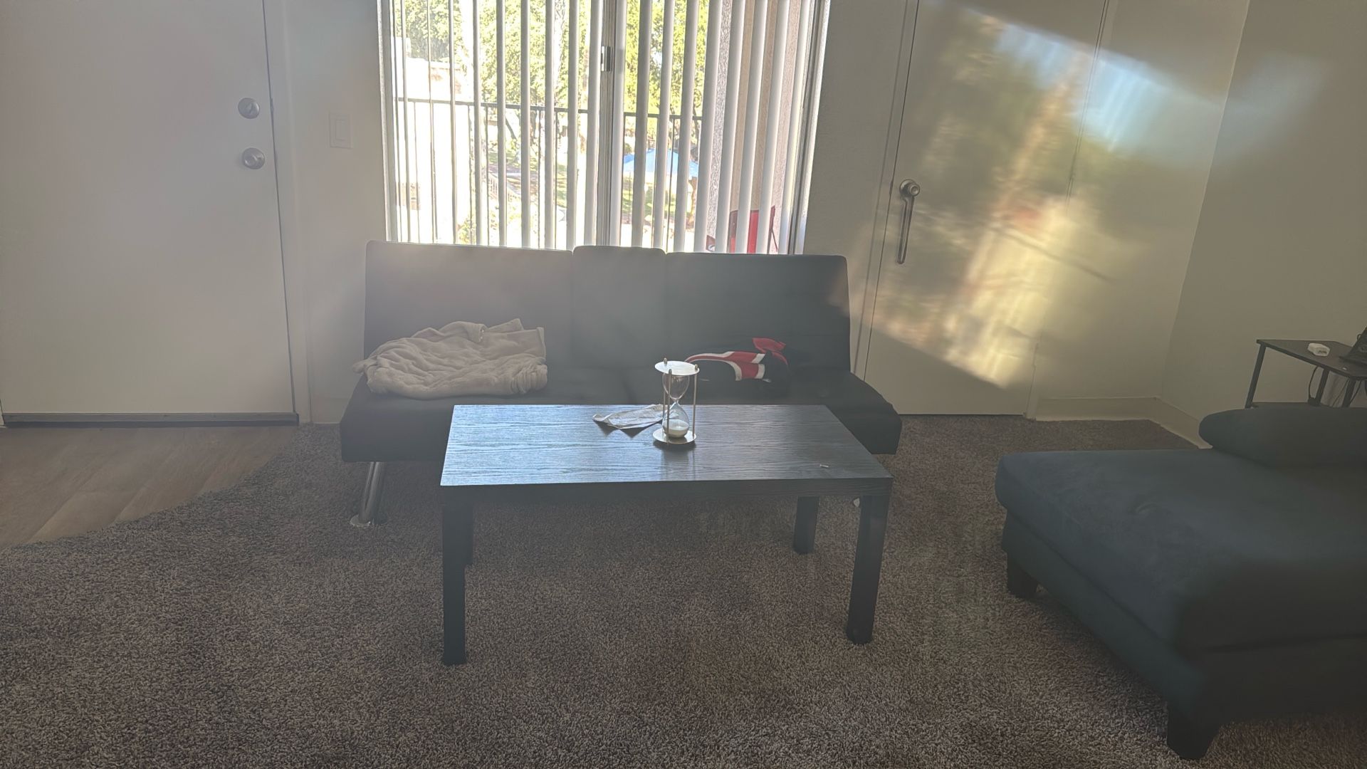 Black Loveseat/ Futon And Coffee Table 