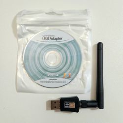 Wireless USB WiFi Adapter w Antenna - Up to 600Mbps, WiFi 5 or 802.11ac, Dual Band 2.4/5GHz!