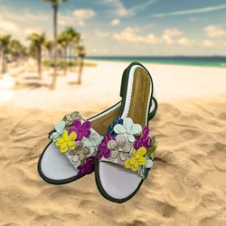 Beautiful Handmade All Leather Upper Boutique Style Sandal Imported From Colombia 