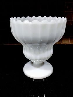 Vintage Milk Glass Vase Planter Centerpiece