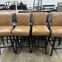 CHITA 30 Inch Counter Height Swivel Bar Stools Set of 4, FSC Certified Modern Upholstered Faux Leather
