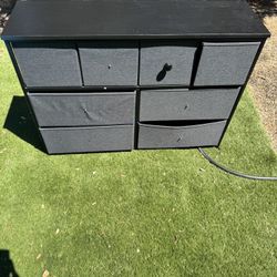 8-drawer dresser, featuring fabric storage bins,