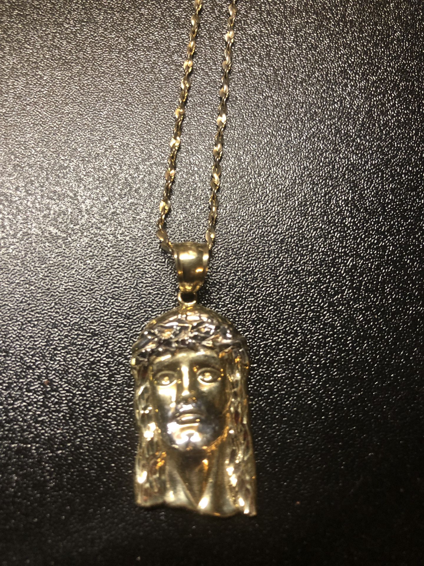 FIRM 10 k gold chain and 10 k gold Jesus piece REAL NOT FAKE NOT PLATED. FIRM