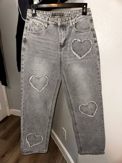 Cali 1850 Gray Heart Patch Jeans