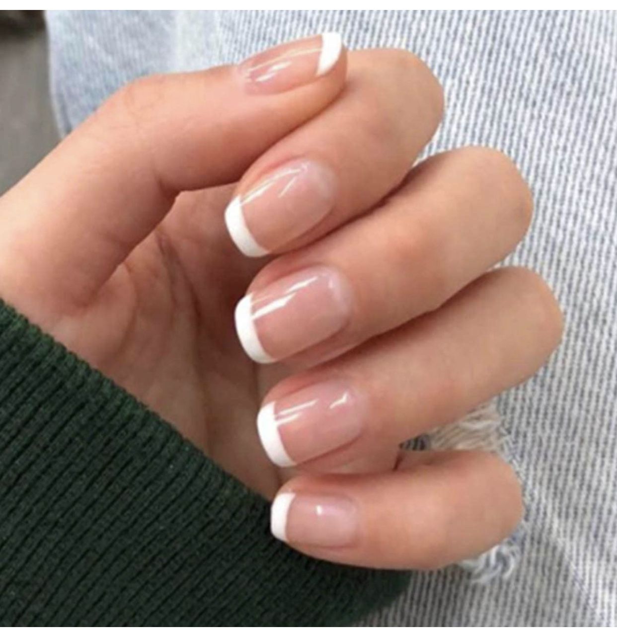 FRENCH TIP DESIGNER NATURAL PRESS ON NAILS SHAPE KIT