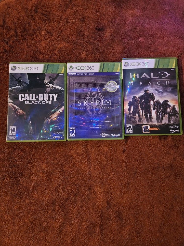 Xbox 360 Games: Black Ops 1, Skyrim Legendary Edition And Halo Reach