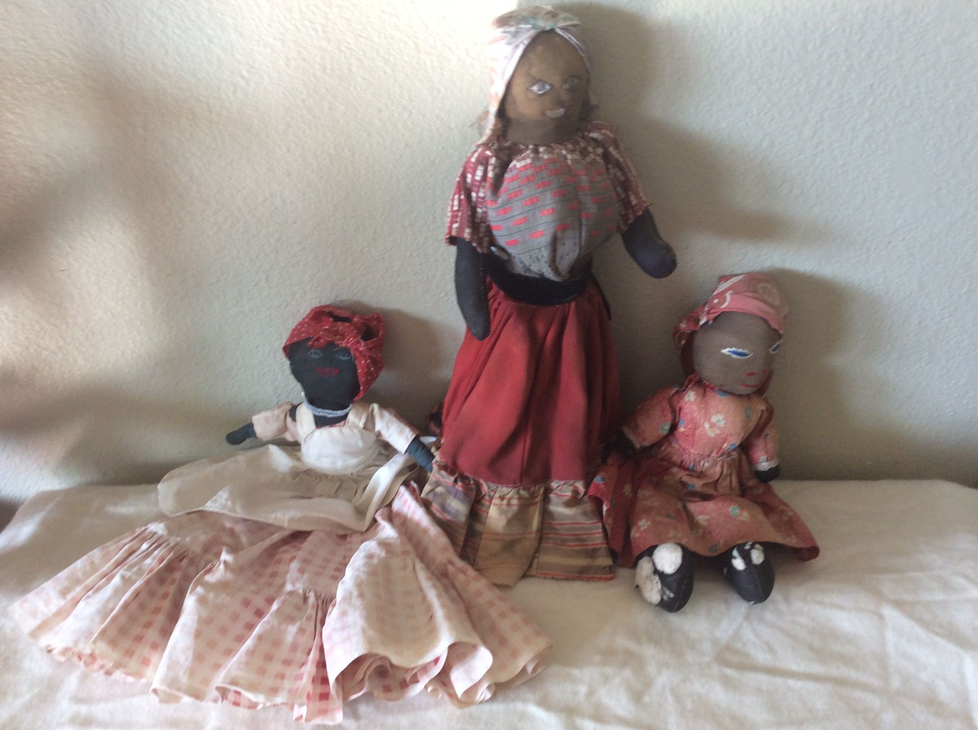 Lot of 3 antique black rag dolls