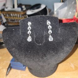 1 1/2 Inch White Sapphire Earrings Sterling Silver