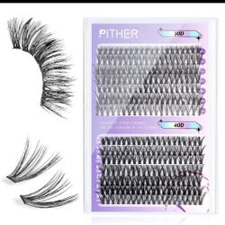 Lash Clusters, PITHER 280PCS 0.07MM Individual Lashes Extension Natural 30D 40D D Curl Mix 9-16mm Wispy Self Application False Eyelash Clusters Super 