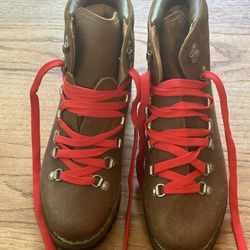 Vintage Raichle Made In Switzerland Classic Red Lace Unisex Brown Hiking Boots