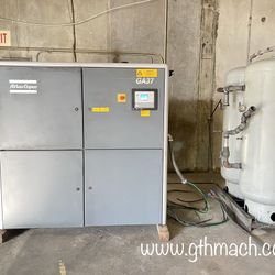 Atlas Copco GA37 Rotary Screw Air Compressor 50 HP With Air Storage Tanks