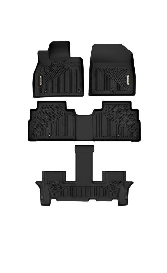 Kia Telluride Floor Mats 2020 2021 2022 2023 2024, 2nd Bucket Seats Without Center Console, 3 Row All Weather Mat