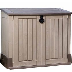 All-Weather Plastic Outdoor Storage in Beige/Taupe