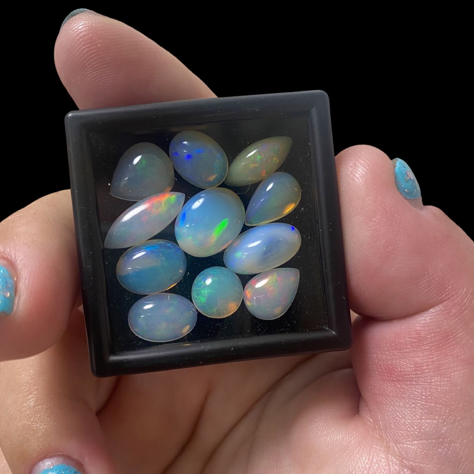 $10 Each Or $90 For ALL - Natural Opals Big Size Oval Marquise And Pear Shape Nice Flashy Rainbow Colors 