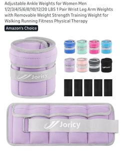 Adjustable Ankle Weights for Women Men 5 LBS 1Pair Wrist Leg Arm Weights with Removable Weight Strength Training Weight for Walking Running Fitness