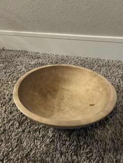 Vintage munising round wooden hand made dough bowl large almost 11 1/2”