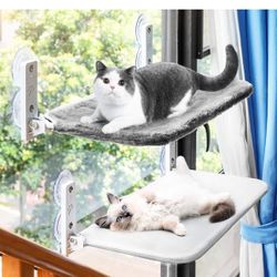 Double Layered Cat Window Hammock - Accommodates Multiple Cats, Each Holds 40 lbs - Space-Saving & Comfortable - 2 Pack Set with 360° Sunbathing - PVC