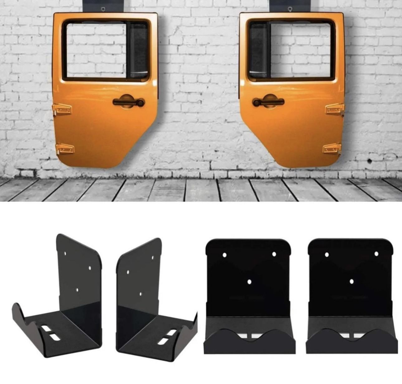 4PCS Wall-Mounted Door Storage Hangers, Door Hanger Bracket for 1(contact info removed) Jeep Wrangler CJ YJ TJ LJ JK JKU JL JLU Bentolin Door Storage