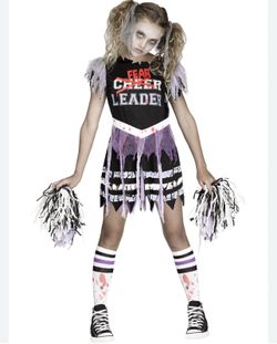 Fear Cheer Leader Zombie Halloween Costume size 4-5 y