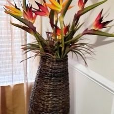 42” Inch Woven Floor Vase With Flowers 