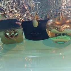 Perfumes designer Gucci, bvlgari,moschino