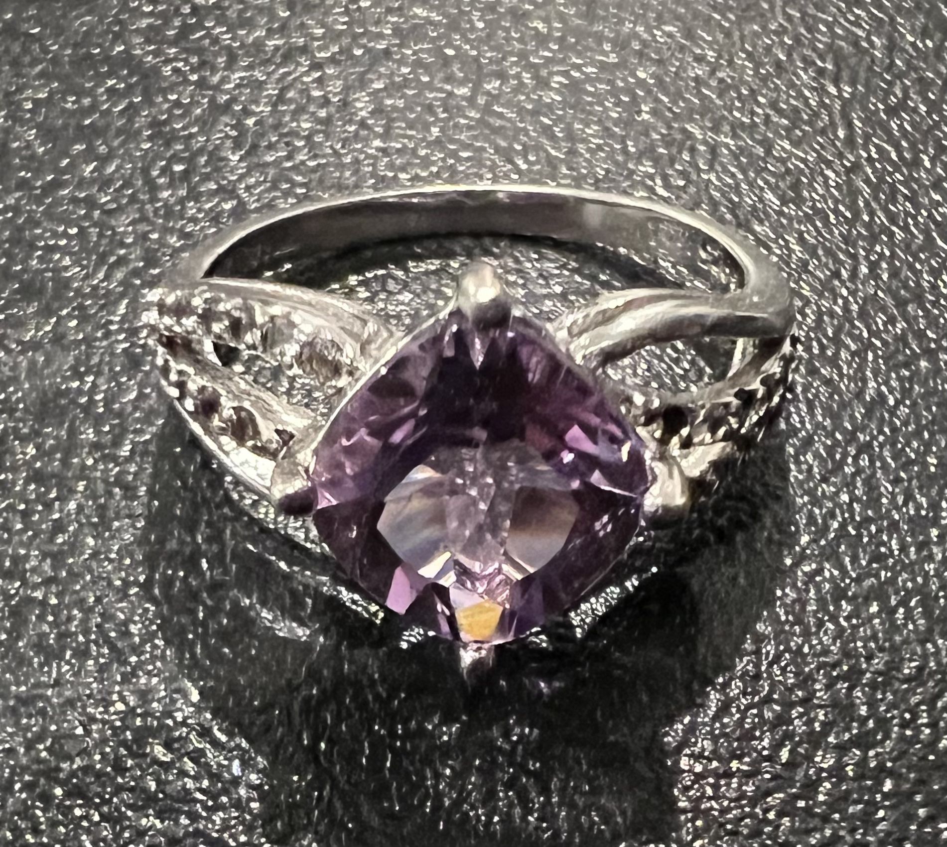 Sterling Silver Amethyst And White Topaz Ring