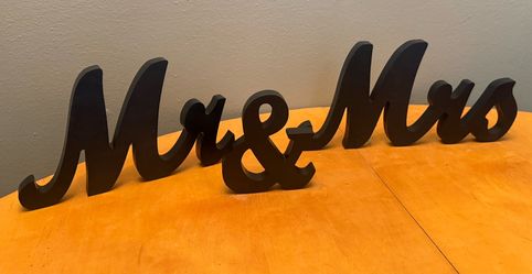 Mr and Mrs Wood Block Signs