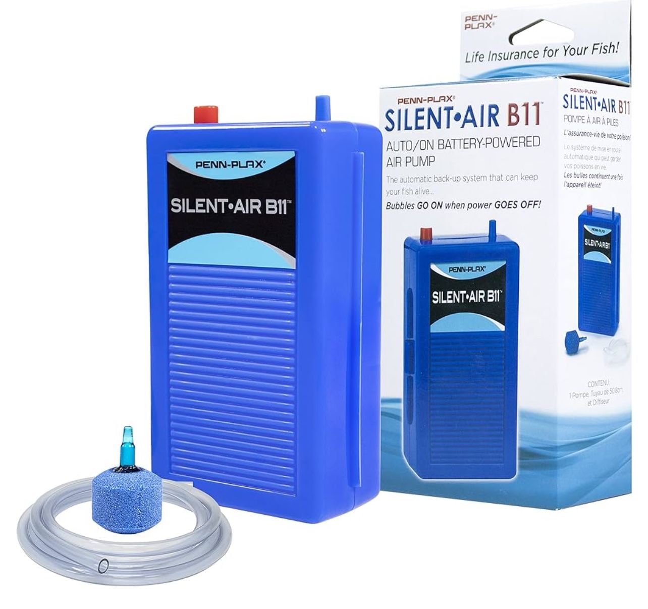 Penn Plax Silent Air Battery Operated Aquarium Air Pump for Power Outage Automatic Turn On Keeps Fish Safe
