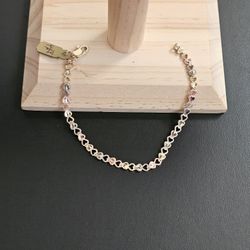 14k Gold Tri Color Bracelet 7 Inch