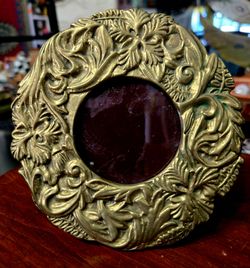 Seymour Mann solid brass miniature picture frame, featuring an ornate floral 5"
