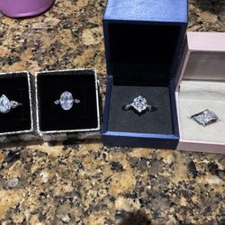 4 Sterling Silver Rings Size 8