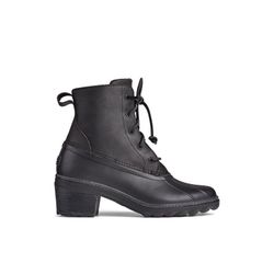 Sperry Women's Saltwater Heel Leather Lace Up Duck Boots