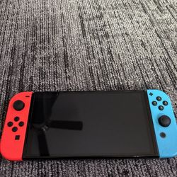 Nintendo Switch OLED Console - White + Joy-Con (L- R) - Neon Red/Neon Blue + Super Mario Party