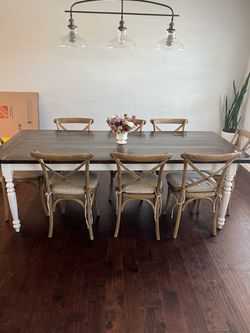 Hand made solid wood farmhouse dining table