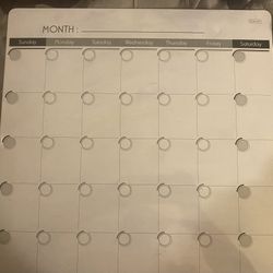 Quartet Magnetic Dry-Erase Calendar Tile, 14 x 14 Inches, 1-Month Design, Frameless, White (48114-WT)