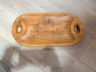 Solid Wood Oval Serving Tray with Handles