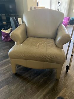Tan fake leather chair