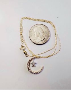 10K Solid Gold Chain and Pendant For Wedding 18 Inches Long