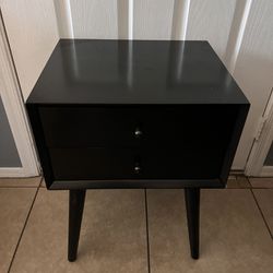End Table Or Night Stand Black -2 Drawers 