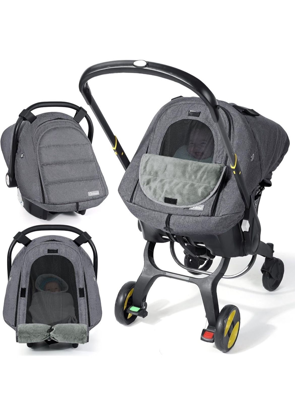 Orzbow Winter Car Seat Cover for Babies, Waterproof Carseat Canopy Cover with Peep Window of Breathable Mesh, Warm and Cozy Baby Car Seat & Carrier Co