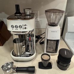 Breville Bambino Plus (Sea Salt) + Baratza Encore ESP Grinder (White) – Complete Espresso Setup