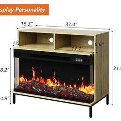 Rustic Wood Media Center – Fits Electric Fireplace Insert (Not Included)