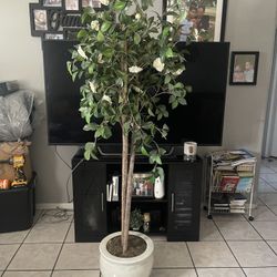 Artificial White Flower Tree With White Vase