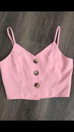 Pink button up crop top