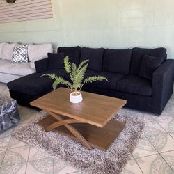 Black Sectional With Free Ottoman ‼️all Sectionals Are New Packed In Factory Plastic ‼️