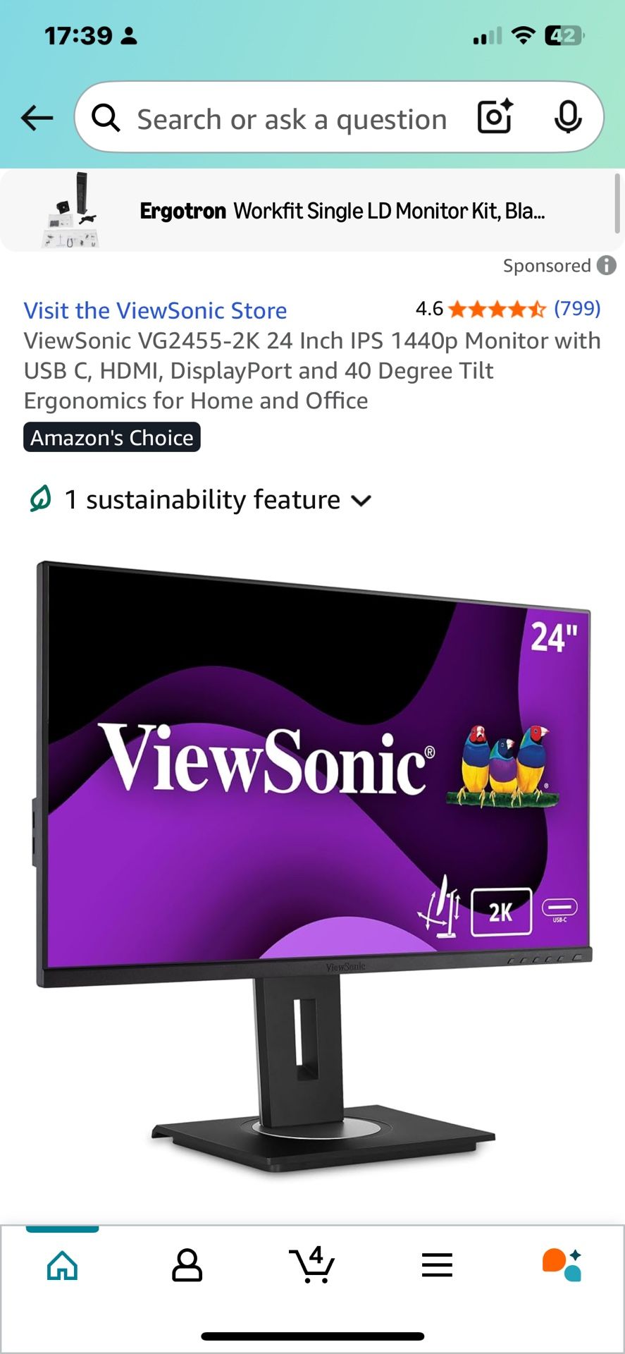 View sonic Monitor 24inches 2k